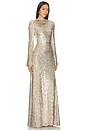 view 2 of 4 ROBE DE SOIRÉE À MANCHES LONGUES BEATRICE in Gold