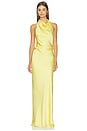 view 1 of 3 Reannon Satin Draped Gown in Golden Haze