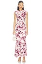 view 1 of 3 ROBE MIDI MANCHES COURTES ACACIA  in Fig Multi