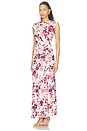 view 2 of 3 ROBE MIDI MANCHES COURTES ACACIA  in Fig Multi