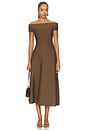 view 1 of 3 VESTIDO A MEDIA PIERNA CON UN HOMBRO DESCUBIERTO CAMILLA  in Otter