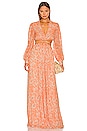 view 1 of 3 Priya Deep V Gown in Melon Leafy Floral