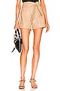 view 1 of 4 Mari Vegan Leather Shorts in Camel