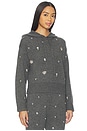 view 2 of 5 Karmen Embellished Hooded Top in Charcoal Grey