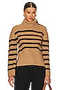 view 1 of 4 Adrienne Turtleneck Sweater in Camel Melange Black Stripe