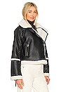 view 3 of 5 Corinne Vegan Sherpa Moto Jacket in Black Multi