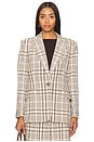 view 1 of 6 Lillie Peak Lapel Single Breasted Blazer in Sand Plaid