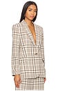 view 3 of 6 Lillie Peak Lapel Single Breasted Blazer in Sand Plaid