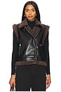 view 2 of 5 Daniels Faux Leather Sherpa Vest in Black Chocolate