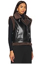 view 3 of 5 Daniels Faux Leather Sherpa Vest in Black Chocolate