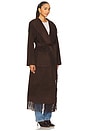 view 3 of 4 Carrie Fringe Robe Coat in Chocolate