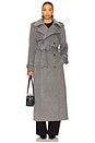view 2 of 5 CASACO LONGO COM CINTO RUMI in Heather Grey