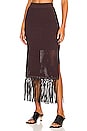 view 1 of 5 Arden Fringe Skirt in Chocolate & Black