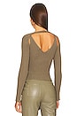 view 3 of 4 Sylvie Long Sleeve Cold Shoulder Halter Top in Olivine