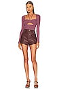 view 4 of 4 Alexia Marled Halter Tie Top in Mulberry Multi