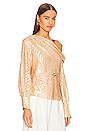 view 2 of 5 Alice One Shoulder Top in Apricot Metallic Moire