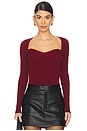 view 1 of 4 Giuliana Longsleeve Sweetheart Top in Oxblood