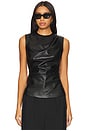 view 1 of 4 Wynter Faux Leather Draped Top in Black