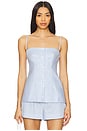 view 1 of 6 Vivvy Bustier Top in Blue Hydrangea Stripe