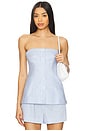 view 2 of 6 Vivvy Bustier Top in Blue Hydrangea Stripe