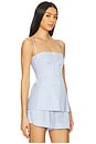 view 3 of 6 Vivvy Bustier Top in Blue Hydrangea Stripe