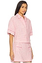 view 2 of 5 Khloe Short Sleeve Button Down in Berry Multi