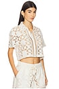 view 2 of 4 Makaia Cropped Short Sleeve Button Down Shirt in White Multi