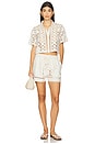 view 4 of 4 Makaia Cropped Short Sleeve Button Down Shirt in White Multi
