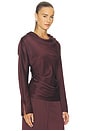 view 2 of 4 Victoria Long Sleeve Draped Top in Mahogany