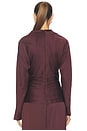 view 3 of 4 Victoria Long Sleeve Draped Top in Mahogany