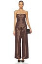 view 5 of 5 Emerson Ruched Bustier Top in Chocolate