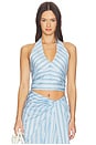 view 1 of 4 Caprie Yarn-dye Halter Top in Oxford Blue Multi