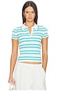 view 1 of 4 Luka Striped Cotton Polo in Surf Pool Stripe