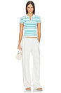 view 4 of 4 Luka Striped Cotton Polo in Surf Pool Stripe