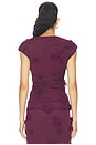 view 3 of 5 Tessa Short Sleeve Floral Applique Top in Fig