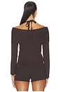 view 3 of 4 Cambria Long Sleeve Off Shoulder Top in Chocolate
