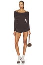 view 4 of 4 Cambria Long Sleeve Off Shoulder Top in Chocolate