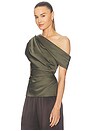 view 3 of 5 Phoebe Draped Top in Dark Olive