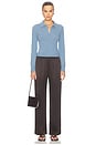 view 4 of 4 Constance Long Sleeve Polo in Dusty Blue