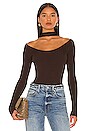 view 1 of 5 Leah Twisted Cable Halter Top in Chocolate