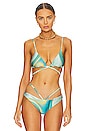view 1 of 4 Harlen Marble Printed Swimwear Tie Front Bikini Top in Laguna Marble