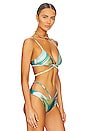 view 2 of 4 Harlen Marble Printed Swimwear Tie Front Bikini Top in Laguna Marble