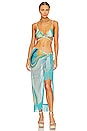 view 4 of 4 Harlen Marble Printed Swimwear Tie Front Bikini Top in Laguna Marble