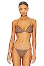 view 1 of 5 Joelle Crystal Mesh Swimwear Triangle Bikini Top in Caraway