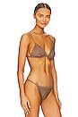view 2 of 5 Joelle Crystal Mesh Swimwear Triangle Bikini Top in Caraway