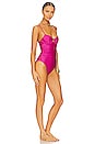 view 2 of 3 Laine Draped Satin Swimwear Ruched Cup Underwire Swimsuit in Dragon Fruit