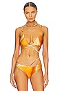 view 1 of 4 Harlen Marble Printed Swimwear Tie Front Bikini Top in Zinnia Marble