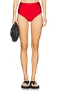 view 1 of 4 Teya High Waisted Ruched Bikini Bottom in Fiery Red