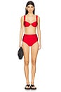view 4 of 4 Teya High Waisted Ruched Bikini Bottom in Fiery Red