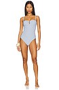 view 1 of 5 Strapless One Piece in Blue Hydrangea Gingham
